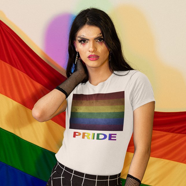 Pridet Flagga Retro Stil T Shirt (LGBT Rainbow Pride Flage Retro Style Women's T-Shirt)