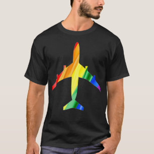 Pridet Flygplan Rainbow Flagga Flight Attendant T Shirt