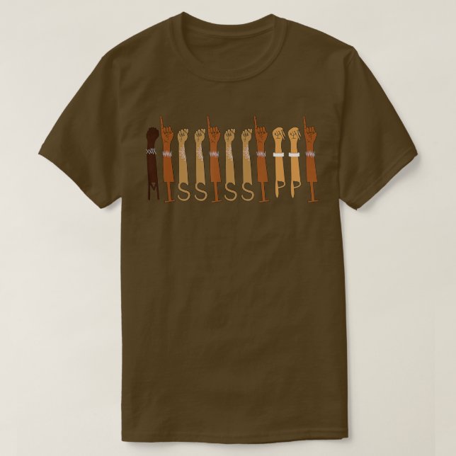 Pridet för Dövet Mississippi ASL American Sign Lan T Shirt (Design framsida)