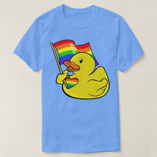 Pridet för HBT Rubber Anka Rainbow Flagga Månad T Shirt (Design framsida)