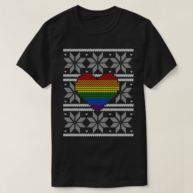 Pridet för Heart Rainbow, Ugly Julafton Sweat T Shirt (Design framsida)