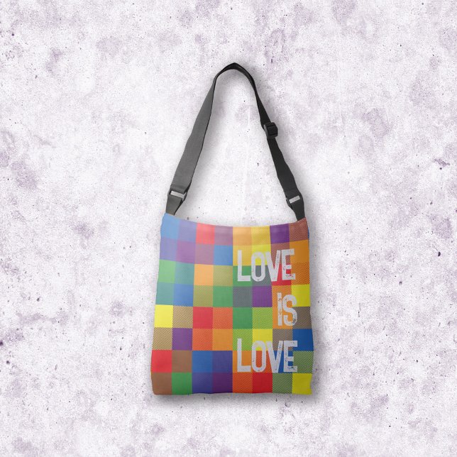 Pridet för kontroll av Rainbow Buffalo Pset Person Axelväska (Rainbow Checkerboard Pride Flag Colors Buffalo Check Plaid Tote Bag)