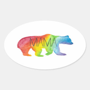 Pridet  för mamma Bear Watercolor Family Ovalt Klistermärke