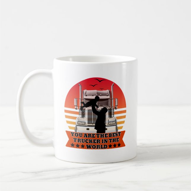 Pridet för motorfamiljen Trucker Far Baby Kärlek,  Kaffemugg (Vänster)