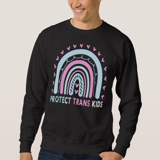 Pridet för regnbåge Protect Trans Kids Transgender Lång Ärmad Tröja (Framsida)