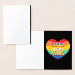 Pridet gay-kärlek vinner alltid. Rainbow färg. Folierat Kort