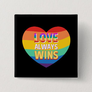 Pridet gay-kärlek vinner alltid. Rainbow färg. Knapp