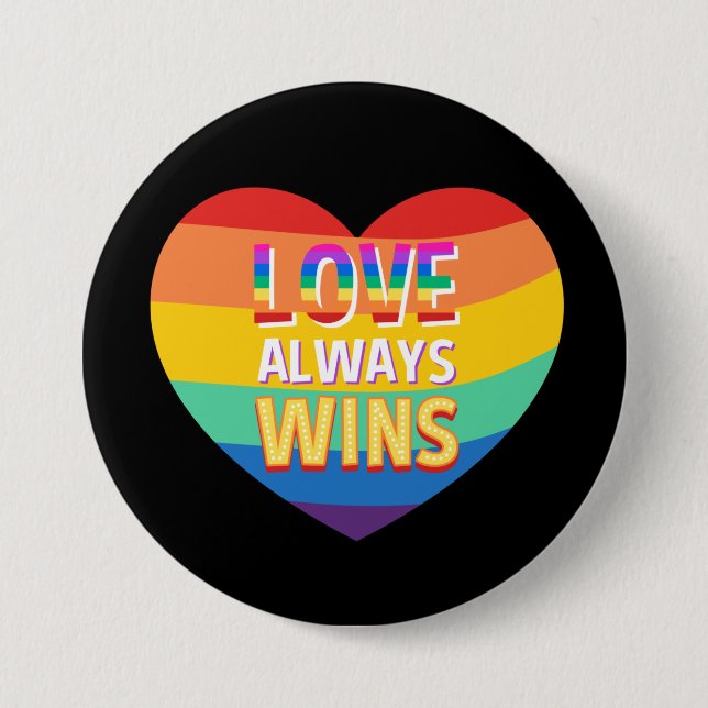 Pridet gay-kärlek vinner alltid. Rainbow färg. Knapp (Framsida)