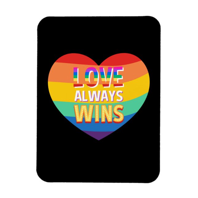 Pridet gay-kärlek vinner alltid. Rainbow färg. Magnet (Vertikal)