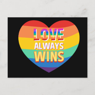 Pridet gay-kärlek vinner alltid. Rainbow färg. Vykort
