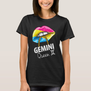 Pridet Gemini Queen Läppar Flagga May June Bi T Shirt