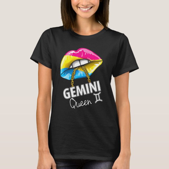 Pridet Gemini Queen Läppar Flagga May June Bi T Shirt (Framsida)