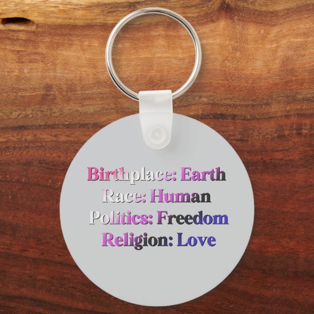 Pridet Genderfluid - Birthplace: Earth. Tävling: M Nyckelring (Framsida)