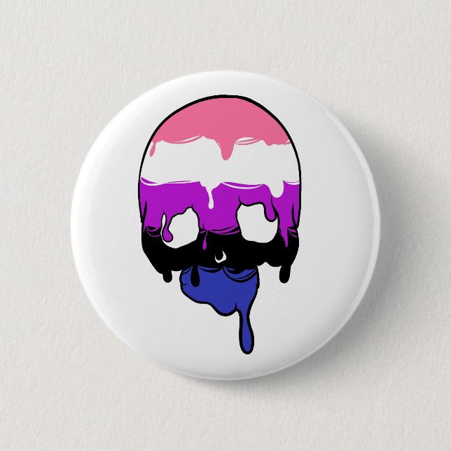Pridet Genderfluid Dripping Skull Knapp (Framsida)