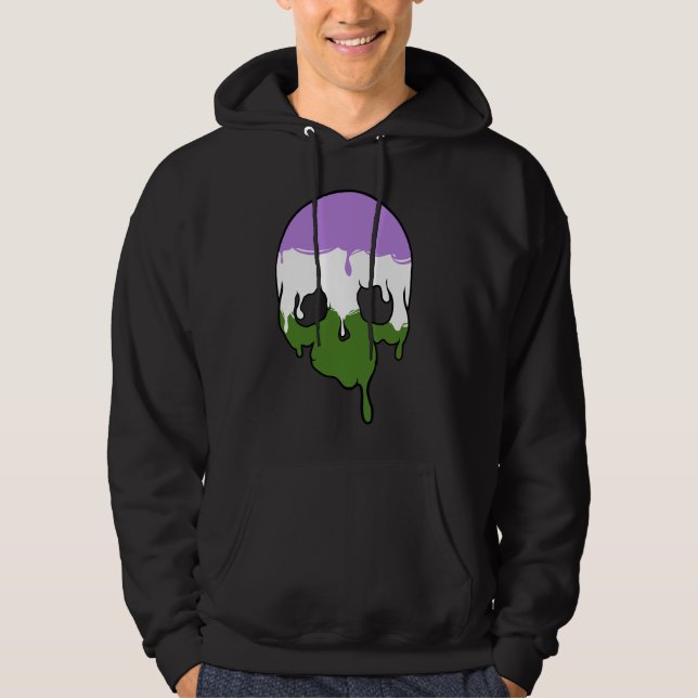 Pridet Genderquedroppar Skull Hoodie (Framsida)