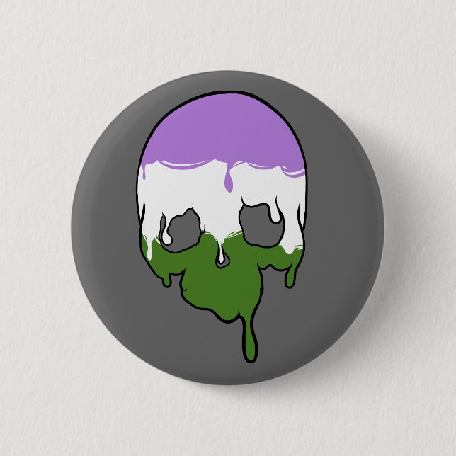 Pridet Genderquedroppar Skull Knapp (Framsida)