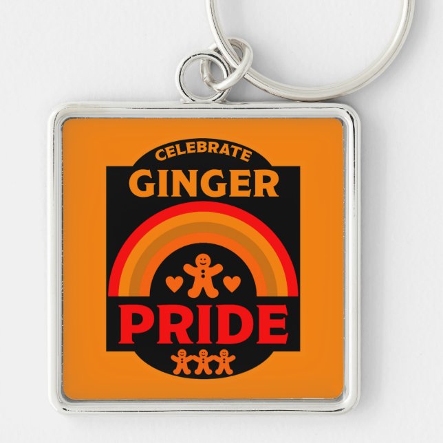 Pridet Ginger Halls Fyrkantig Silverfärgad Nyckelring (Framsidan)