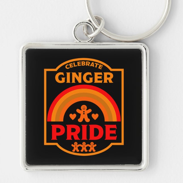 Pridet Ginger Halls Fyrkantig Silverfärgad Nyckelring (Framsidan)