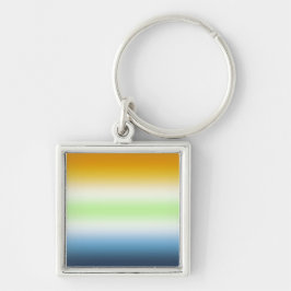 Pridet Gradient AroAce Agender Fyrkantig Silverfärgad Nyckelring