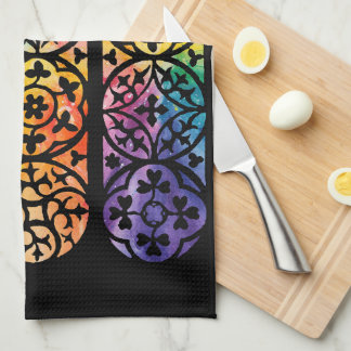 Pridet Gult regnbåge Kökshandduk