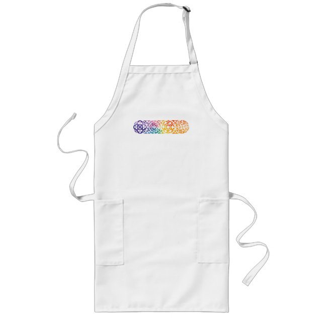 Pridet Gult regnbåge Långt Förkläde (Framsidan)