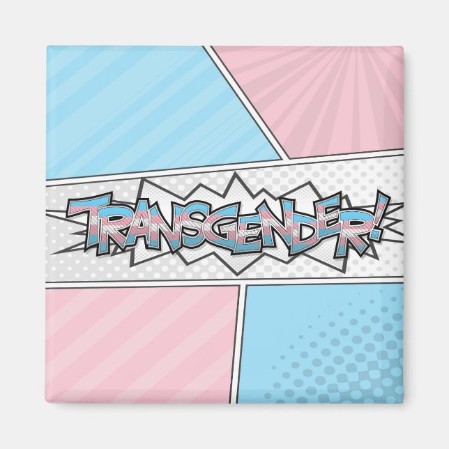Pridet Halftone Transgender Typography med Flagga Magnet (Framsidan)