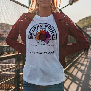 Pridet HBT TQ Lycklig: Solros i Lesbisk Flagga Fär T Shirt