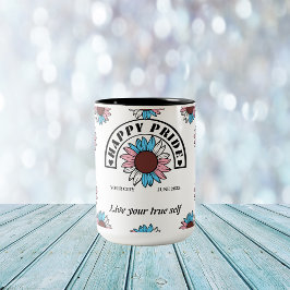 Pridet HBT TQ Lycklig: Solros i Transgender Färg Två-Tonad Mugg