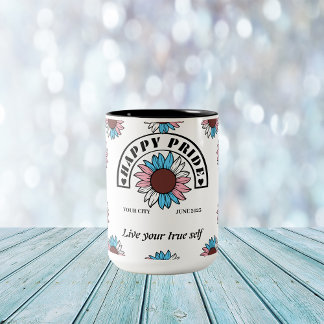 Pridet HBT TQ Lycklig: Solros i Transgender Färg Två-Tonad Mugg