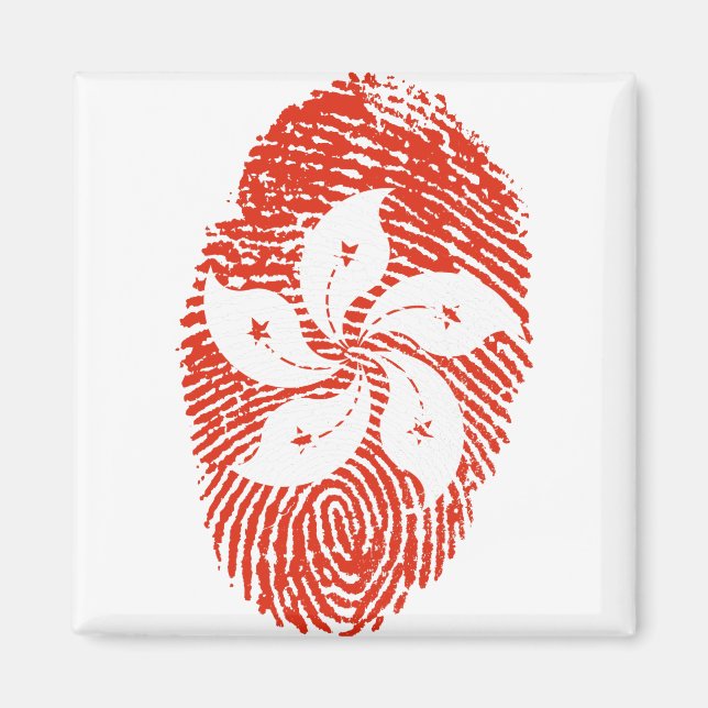 Pridet Hong Kong Flagga Fingerprint Land Magnet (Framsidan)