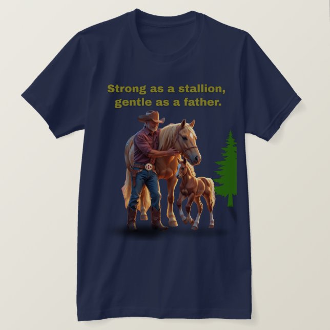 Pridet Horse Pappa - Far dag Equestrian Edition T Shirt (Design framsida)