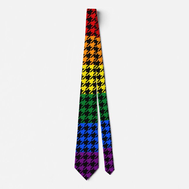 Pridet Houndstooth på en svart bakgrund Slips (Framsida)