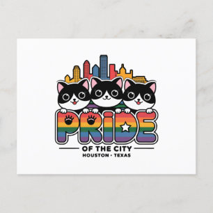 Pridet Houston City Texas USA Rainbow Flagga Vykort