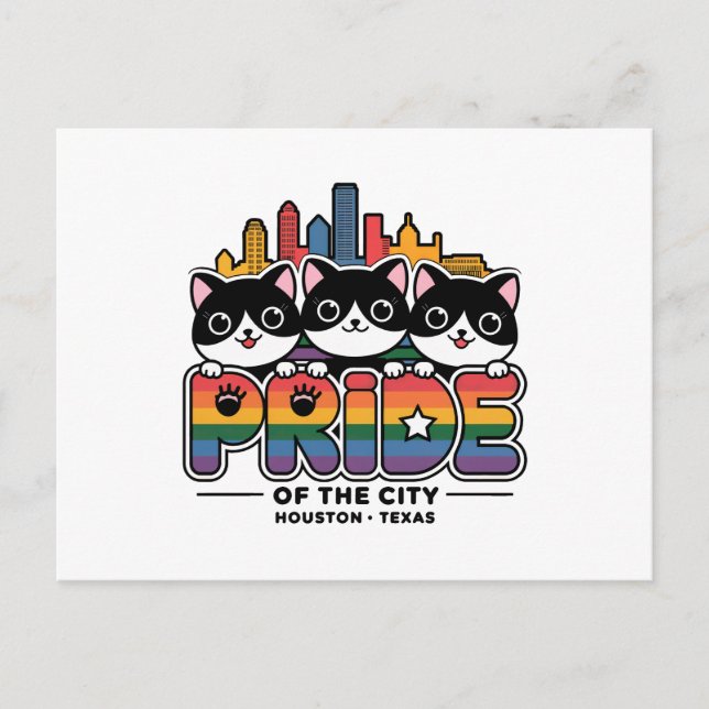 Pridet Houston City Texas USA Rainbow Flagga Vykort (Framsida)