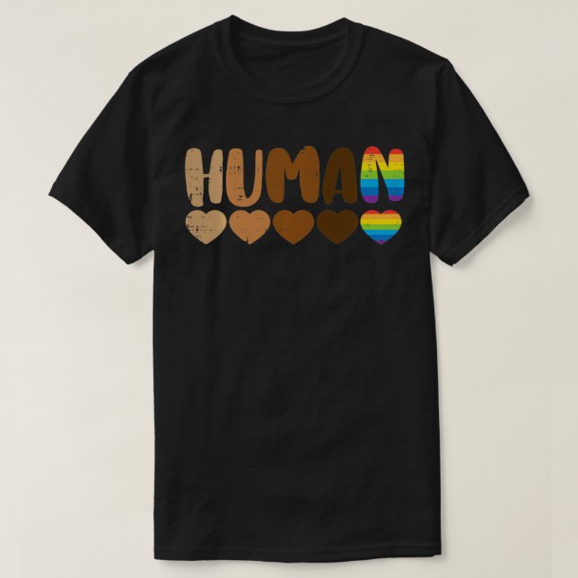 Pridet Human Melanin Rainbow LGBT Black History Eq T Shirt (Design framsida)