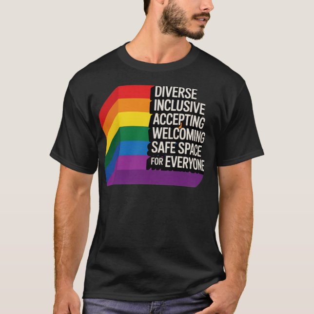 Pridet Inkluderingsdesign för Säkert Rymdstyrd  (L T Shirt (Framsida)
