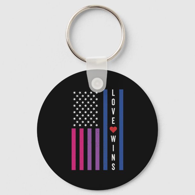 Pridet Kärlek Wins, det amerikanska Flagga Nyckelring (Framsida)
