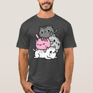 Pridet Kawaii Cat Pile Demigirl T Shirt