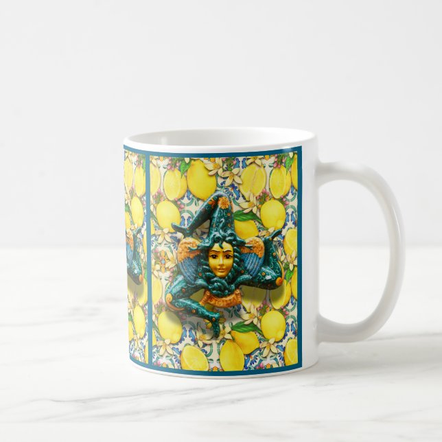 Pridet Lemon Tile Medusa i Italien Sicilien Kaffemugg (Höger)