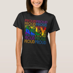 Pridet Lesbisk för Proud Ally Lgbt Rainbow Flagga T Shirt