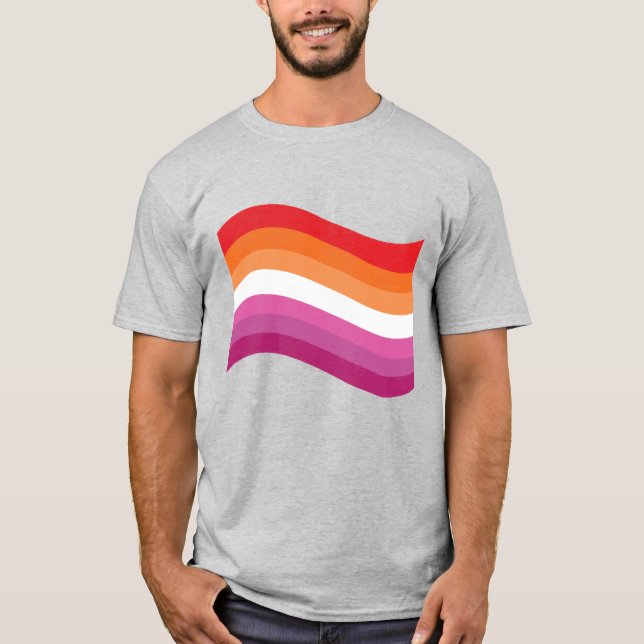 Pridet lesbisk solnedgång Vågigt Flagga T Shirt (Framsida)