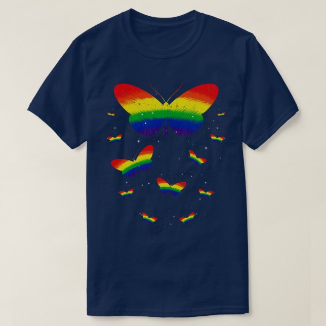 Pridet LGBT Butterfly i färg Månad T Shirt (Design framsida)