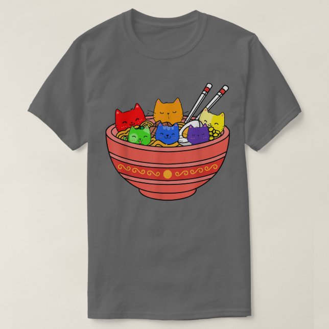 Pridet LGBT Cats Ramen LGBT T Shirt (Design framsida)