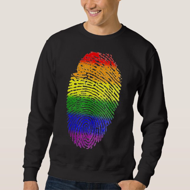 Pridet Lgbt Flagga Fingerprint Proud Lgbt Lång Ärmad Tröja (Framsida)