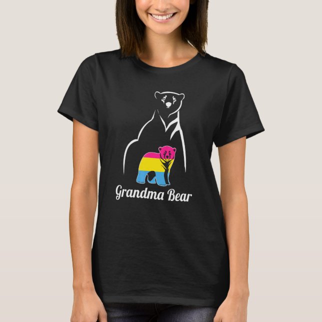 Pridet Lgbt Pansexual Grandma Bear Pan Flagga T Shirt (Framsida)