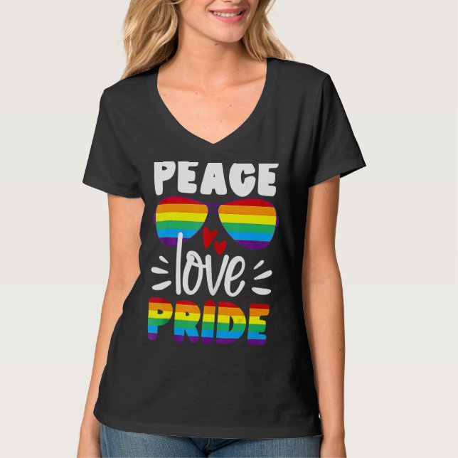 Pridet Lgbt Rainbow Gay Peace Kärlek T Shirt (Framsida)
