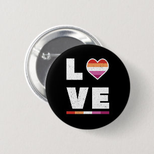 Pridet LGBTQ Lesbisk Flagga Distress Grunge Kärlek Knapp