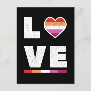 Pridet LGBTQ Lesbisk Flagga Distress Grunge Kärlek Vykort