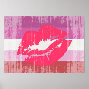 PRIDET LIPSTICK LESBISK HAR AVTRESSERAD KONSTRUKTI POSTER