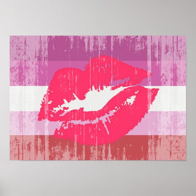 PRIDET LIPSTICK LESBISK HAR AVTRESSERAD KONSTRUKTI POSTER (Framsidan)